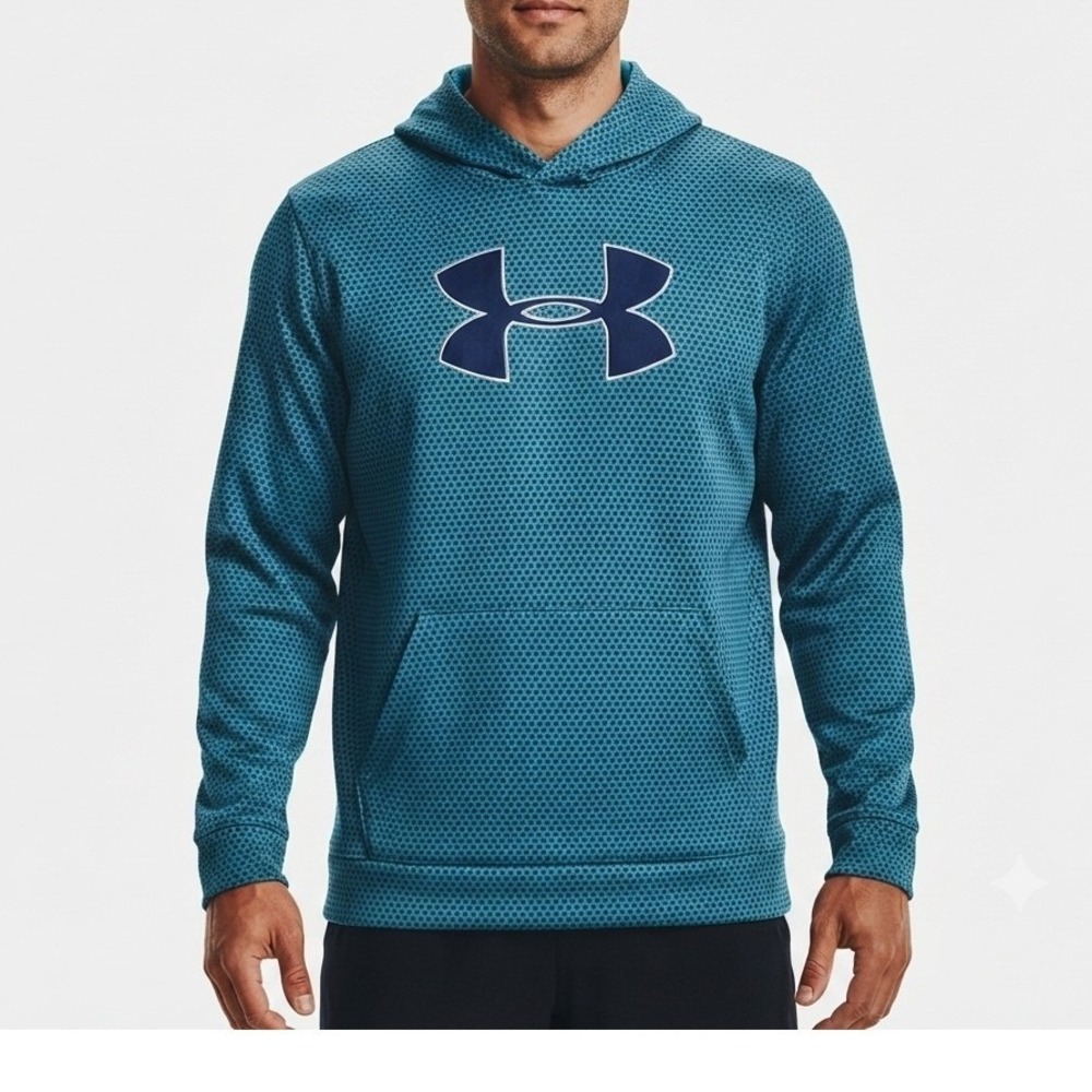UNDER ARMOUR Youth Sz L Loose Sweatshirt Outdoor Sports Geometric Blue Hoodie
